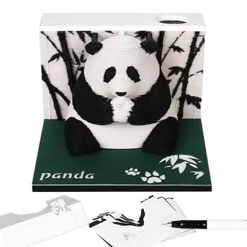 3D Panda Memo Картонный блокнот, дизайн панды, Декоративная отрывная поделка из рождественской бумаги, художественное украшение для рабочего стола, подарок для