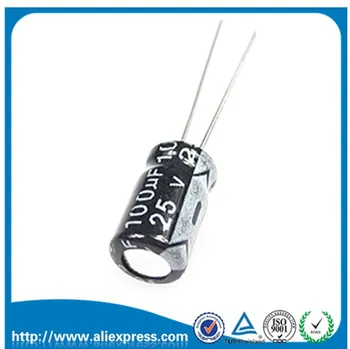 500ШТ 100 МКФ 25 В 25 В 100 МКФ Алюминиевый электролитический конденсатор 25 В / 100 МКФ Размер электролитического конденсатора 6 * 11 мм