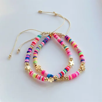 KKBEAD Модные браслеты с крестом в стиле бохо, ювелирные изделия, Красочные бусины Heishi, браслет для женщин, Ювелирные изделия, Цветочные браслеты Mujer