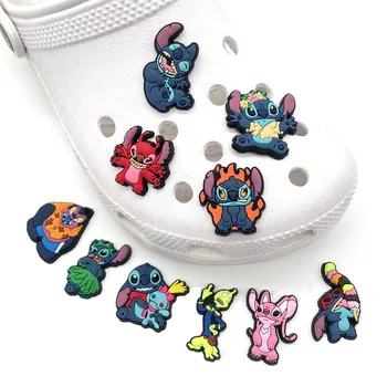 Stitch Disney Crocs Амулеты для мальчиков И девочек Тапочки Аксессуары для декора Обувь Сандалии с цветами Украшения Украшение для обуви Пряжка Crocs