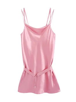 Летние платья 2022 Модное Женское Атласное платье на бретельках с капюшоном и поясом С кристаллами в форме сердца, сексуальное Мини-платье для ночной вечеринки