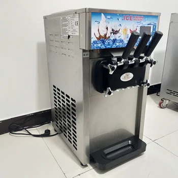 Летний хит продаж, трехцветный автомат для мягкого мороженого, настольный коммерческий автомат для приготовления мороженого, торговый автомат