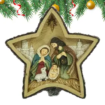 Настольные украшения для рождественской сцены, религиозные украшения для рождественских яслей, мини-сцена для рождественских яслей, украшения в форме звезды, Рождественская сцена