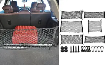 Спинка автомобиля Сетка для хранения в заднем багажнике Сиденье для хранения в багажнике автомобиля Эластичная сетка Эластичная Грузовая сетка для грузовика с крючками