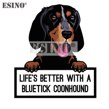 Стайлинг автомобиля Жизнь становится лучше с Bluetick Coonhound Pet Dog CarCreative ПВХ Водонепроницаемая Наклейка Виниловая Наклейка на Весь Кузов автомобиля